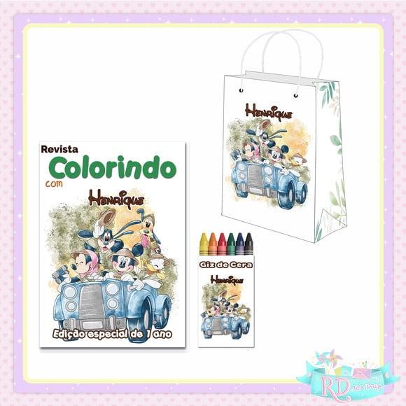 Kit Colorir com Sacolinha Mickey Safari