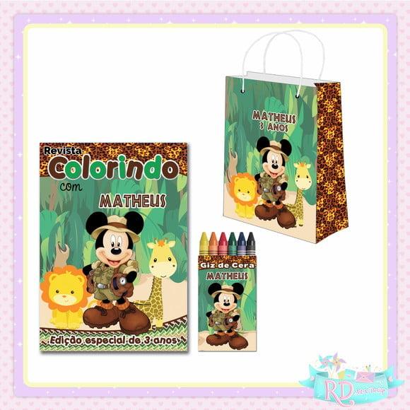 Kit Colorir com Sacolinha Mickey Safari