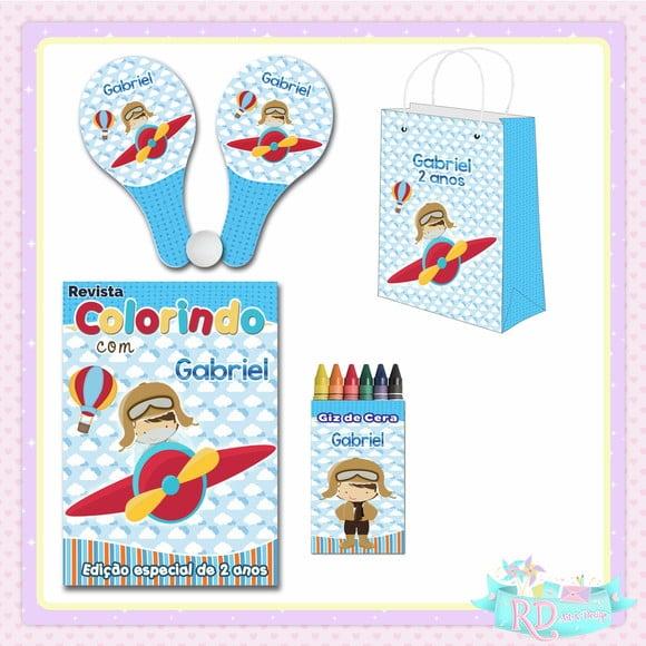 Kit Colorir com Sacolinha Raquete Aviador