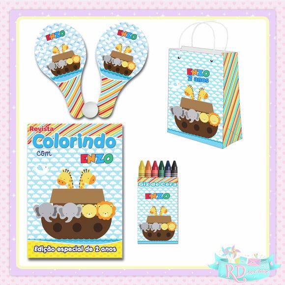 Kit Colorir com Sacolinha Raquete Arca de Noé