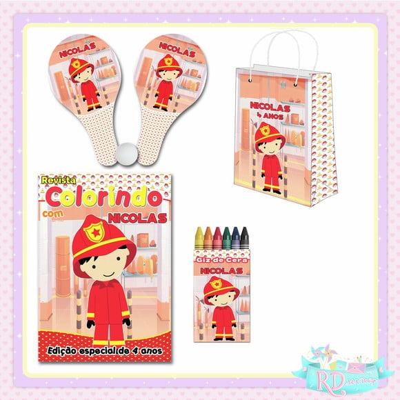 Kit Colorir com Sacolinha Raquete Bombeiro
