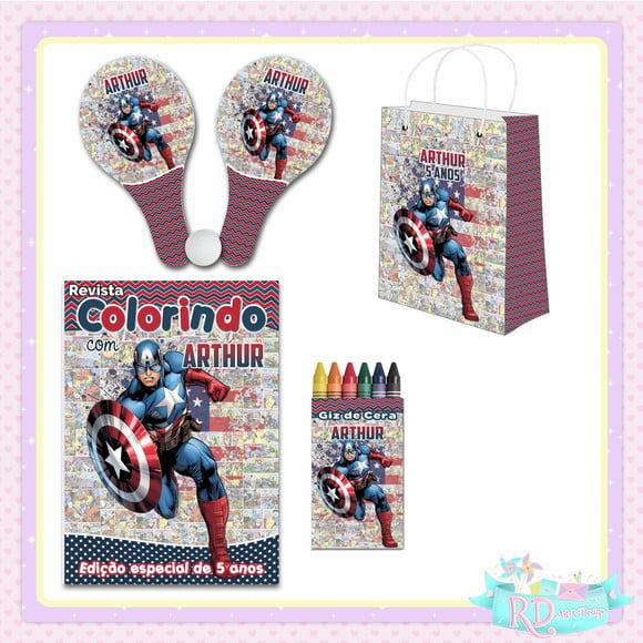 Kit Colorir com Sacolinha Raquete Capitão América