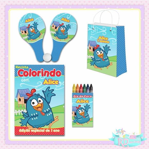 Kit Colorir com Sacolinha Raquete Galinha Pintadinha
