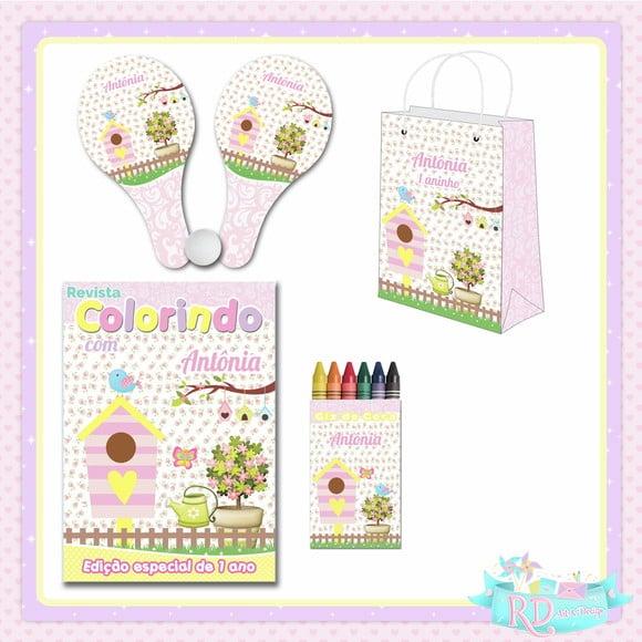 Kit Colorir com Sacolinha Raquete Jardim Encantado