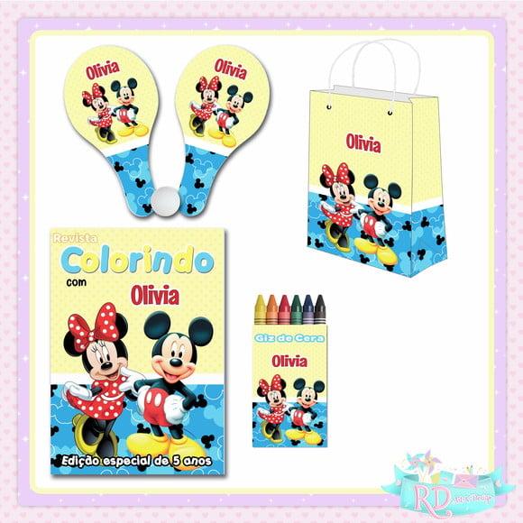 Kit Colorir com Sacolinha Raquete Mickey e Minnie