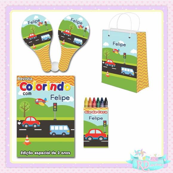 Kit Colorir com Sacolinha Raquete Meio de Transporte