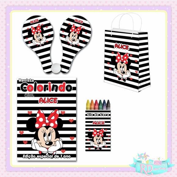 Kit Colorir com Sacolinha Raquete Minnie Vermelha