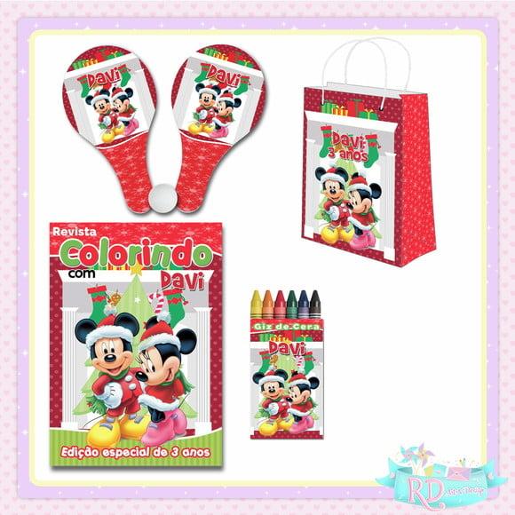 Kit Colorir com Sacolinha Raquete Natal do Mickey