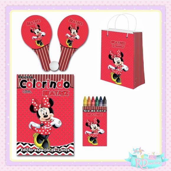 Kit Colorir com Sacolinha Raquete Minnie Vermelha