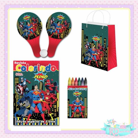 Kit Colorir com Sacolinha Raquete Super Heroi