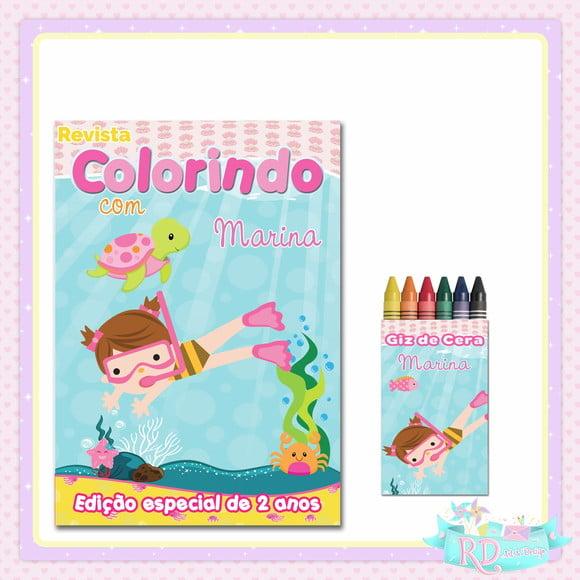 Kit Colorir Fundo do Mar Rosa