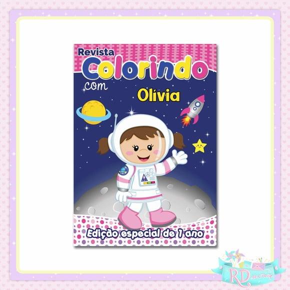 Livrinho de Colorir Astronauta Rosa