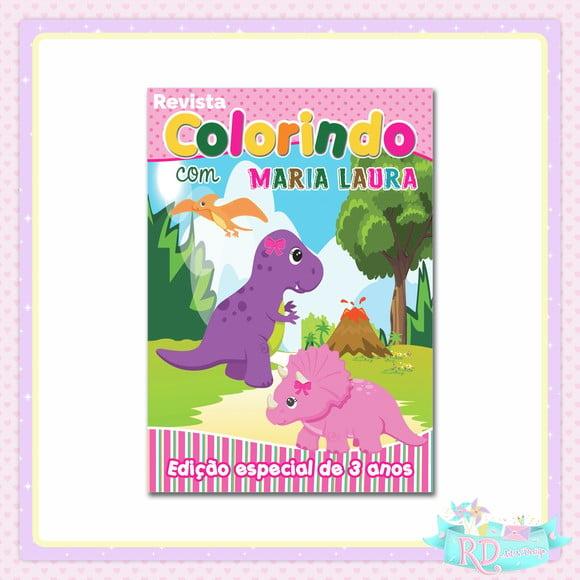 Livrinho de Colorir Dinossauro Rosa Cute
