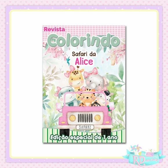 Livrinho de Colorir Safari Rosa