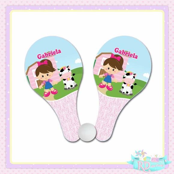 Raquete Ping Pong Fazendinha Rosa
