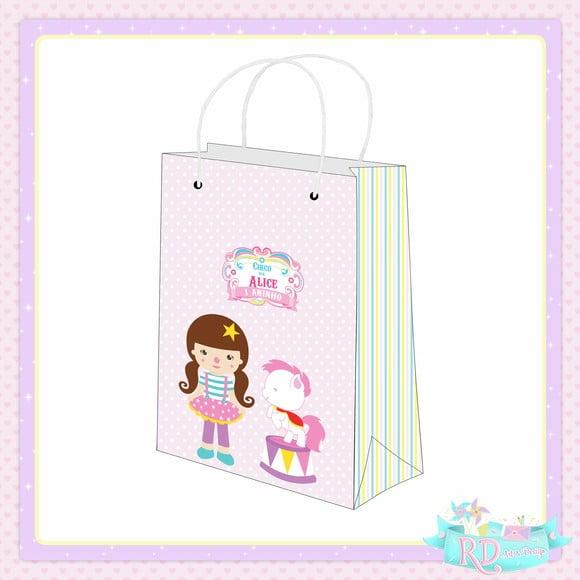 Sacolinha Personalizada Circo Rosa