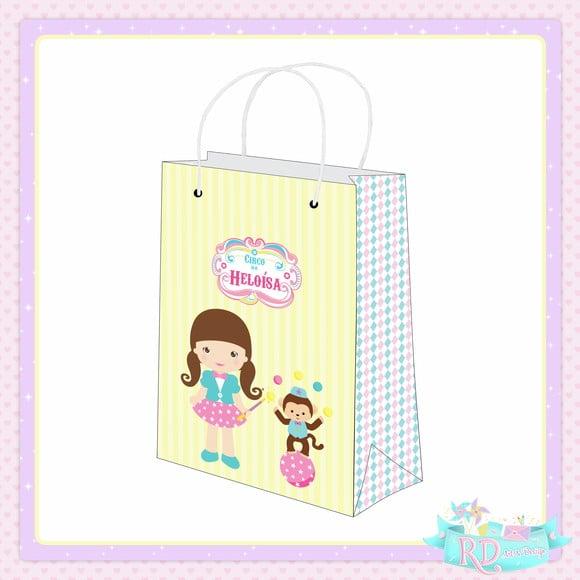 Sacolinha Personalizada Circo Rosa