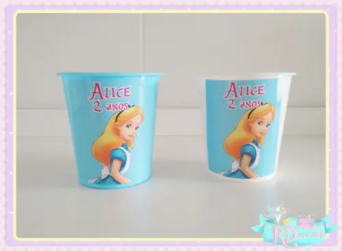 Baldinho de Pipoca Alice no País das Maravilhas