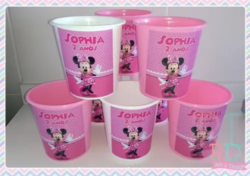 Baldinho de Pipoca Minnie Rosa