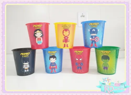 Baldinho de Pipoca Super Herois Cute