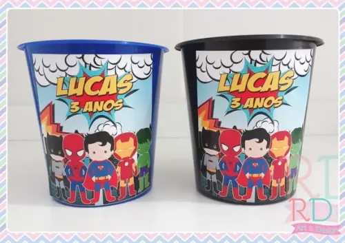 Baldinho de Pipoca Super Herois Cute