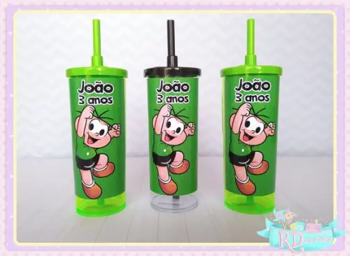 Copo Long Drink com Tampa Cebolinha