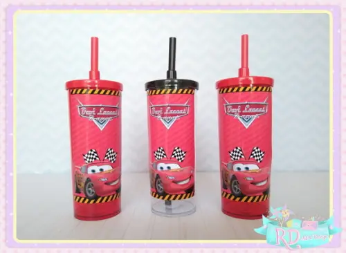 Copo Long Drink com Tampa Carros