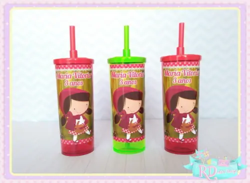 Copo Long Drink com Tampa Chapeuzinho Vermelho