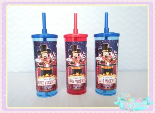 Copo Long Drink com Tampa Circo do Mickey
