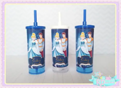 Copo Long Drink com Tampa Cinderela