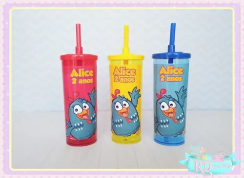 Copo Long Drink com Tampa Galinha Pintadinha