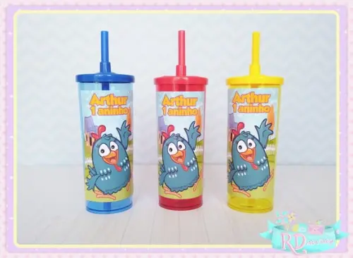 Copo Long Drink com Tampa Galinha Pintadinha