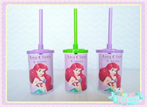 Copo Short Drink com Tampa A Pequena Sereia