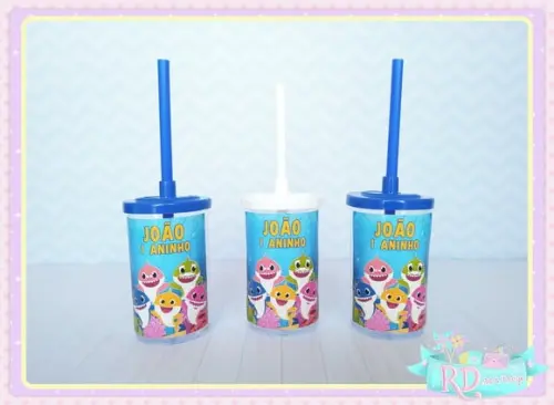 Copo Short Drink com Tampa Baby Shark