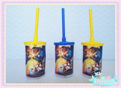 Copo Short Drink com Tampa A Bela e a Fera