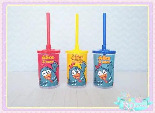 Copo Short Drink com Tampa Galinha Pintadinha