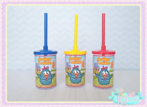 Copo Short Drink com Tampa Galinha Pintadinha