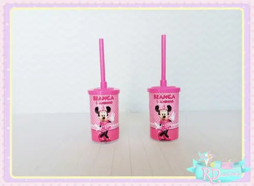 Copo Short Drink Com Tampa Minnie Rosa