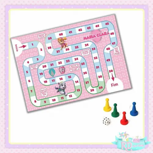 Jogo de Tabuleiro Patrulha Canina Rosa
