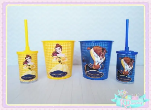 Kit Baldinho e Copo Short Drink A Bela e a Fera