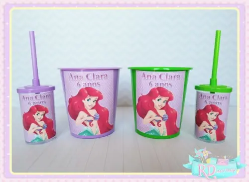 Kit Baldinho e Copo Short Drink A Pequena Sereia