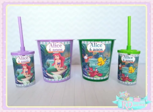 Kit Baldinho e Copo Short Drink A Pequena Sereia