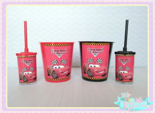 Kit Baldinho e Copo Short Drink Carros