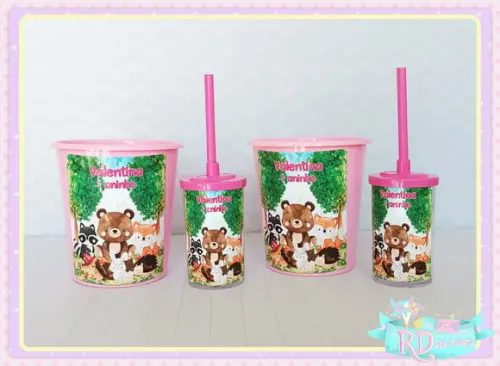 Kit Baldinho E Copo Short Drink Bosque Encantado