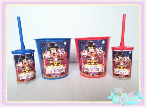 Kit Baldinho e Copo Short Drink Circo do Mickey
