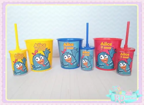 Kit Baldinho e Copo Short Drink Galinha Pintadinha