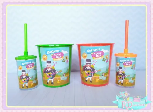 Kit Baldinho e Copo Short Drink Fazendinha do Bita