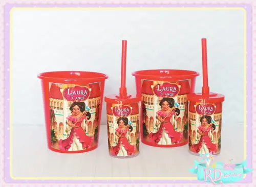 Kit Baldinho e Copo Short Drink Elena de Avalor