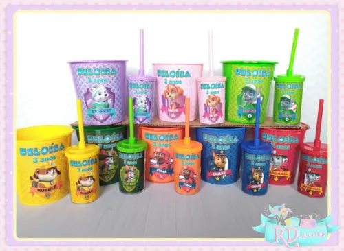 Kit Baldinho e Copo Short Drink Patrulha Canina