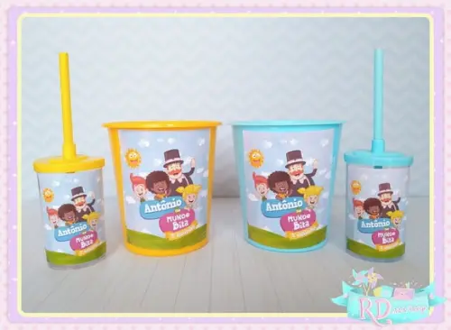 Kit Baldinho e Copo Short Drink Mundo Bita